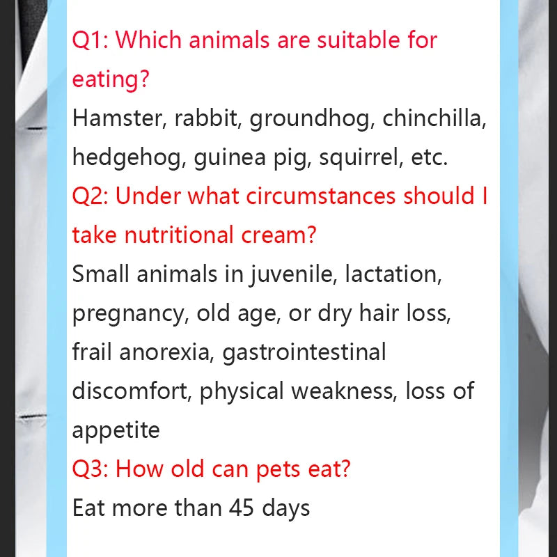 Nutritional Supplement Cream for Small Pets – Rabbits, Cats, Guinea Pigs & Hedgehogs