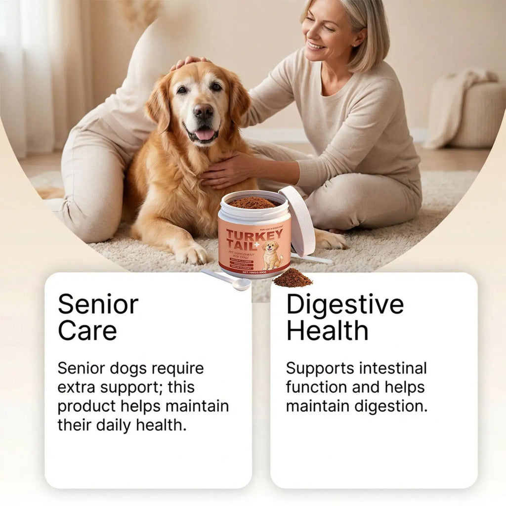 Yunzhi Turkey Tail Mushroom Powder for Cats & Dogs – 100g Immune Support Supplement