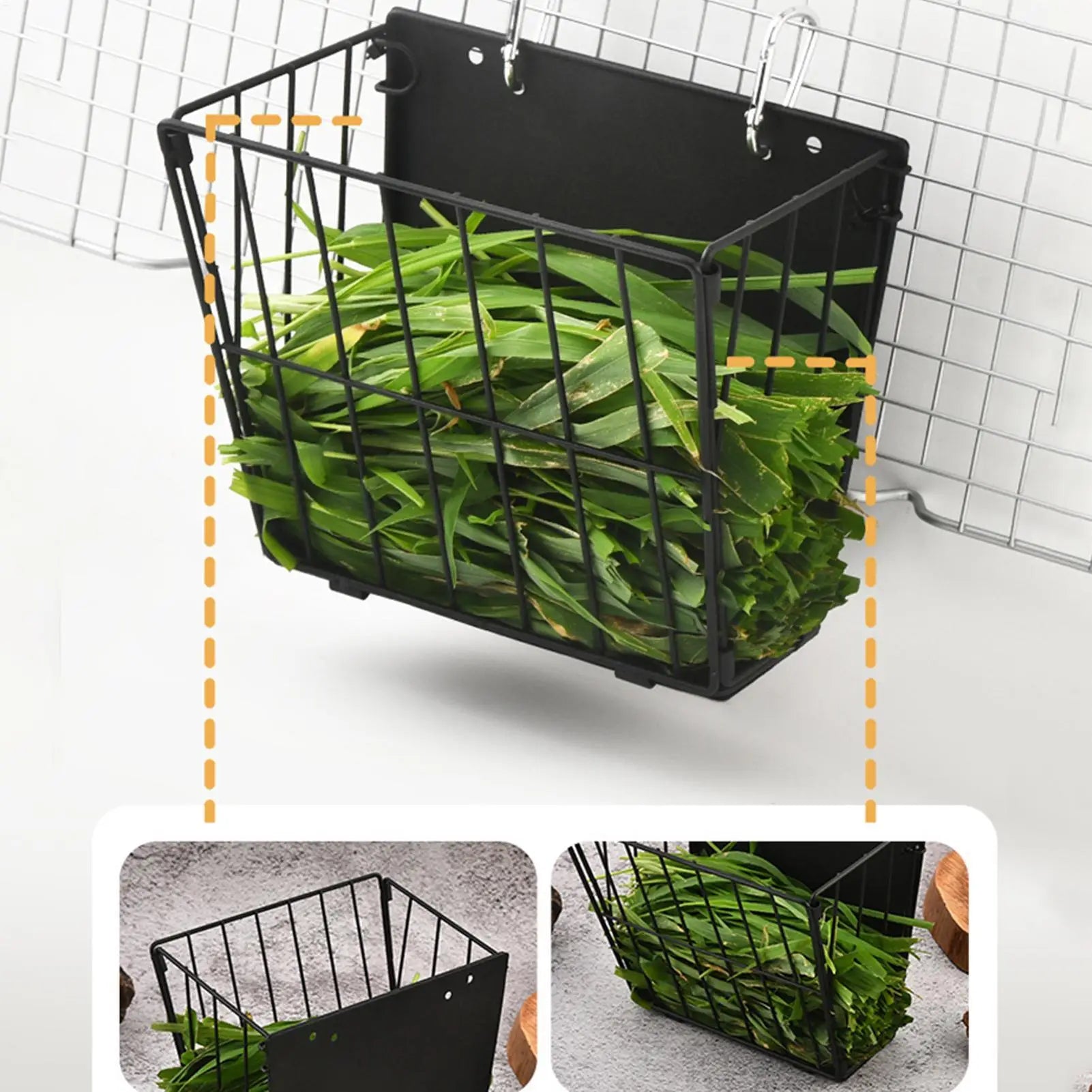 Wall-Mount Foldable Metal Hay Feeder for Rabbits
