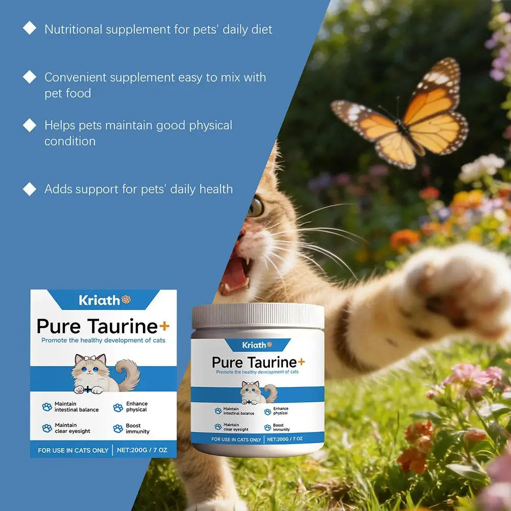 Pure Taurine Powder for Cats – 200g Heart & Eye Health Supplement | Premium Grade