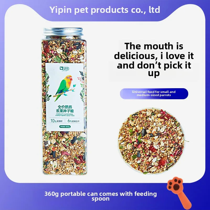 YEE Lovebird & Parrot Food – Nutrient-Rich Pellets with Canary Seeds & Dried Fruits