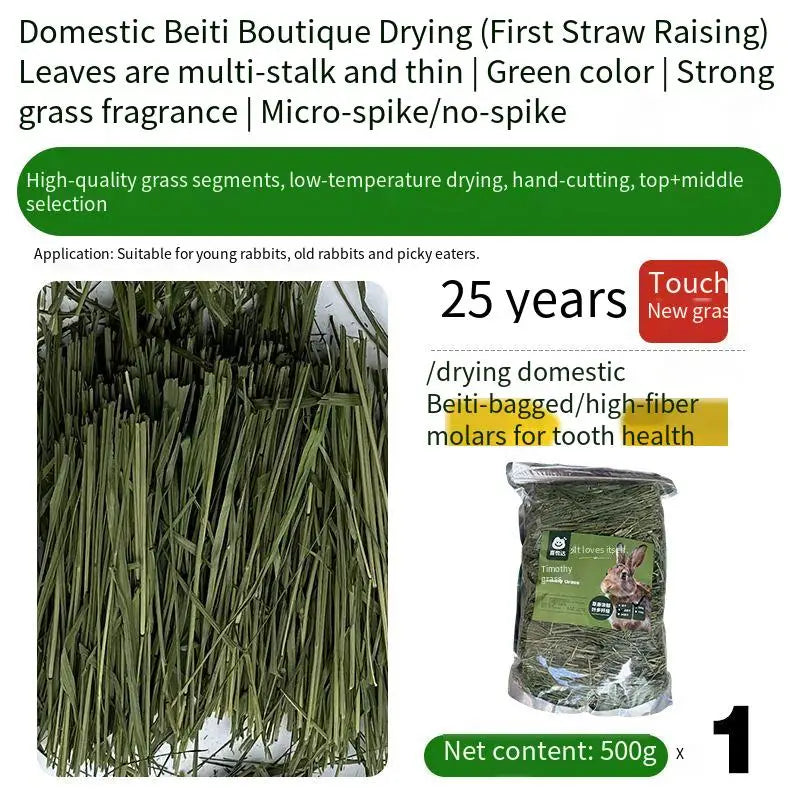 High-Fiber Dried Timothy Hay for Rabbits, Guinea Pigs & Chinchillas – Natural Dental Care Feed