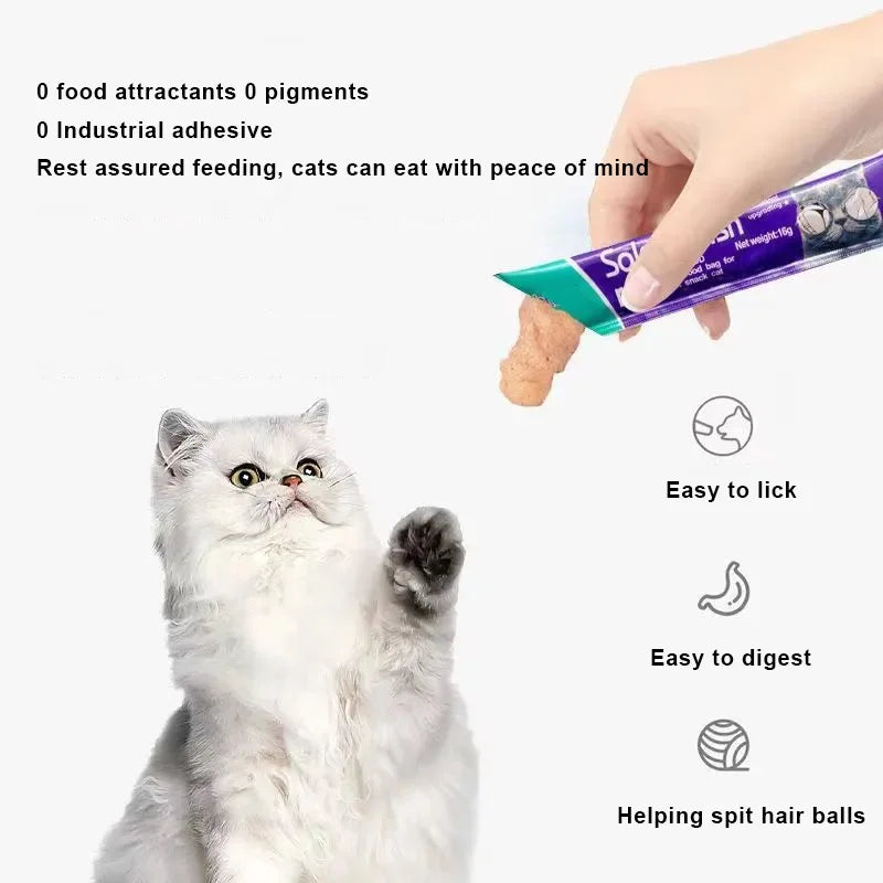 Cat Liquid Snack Strips – 30 Strips in 5 Flavors (Abalone, Salmon, Cod, Tuna & Chicken)