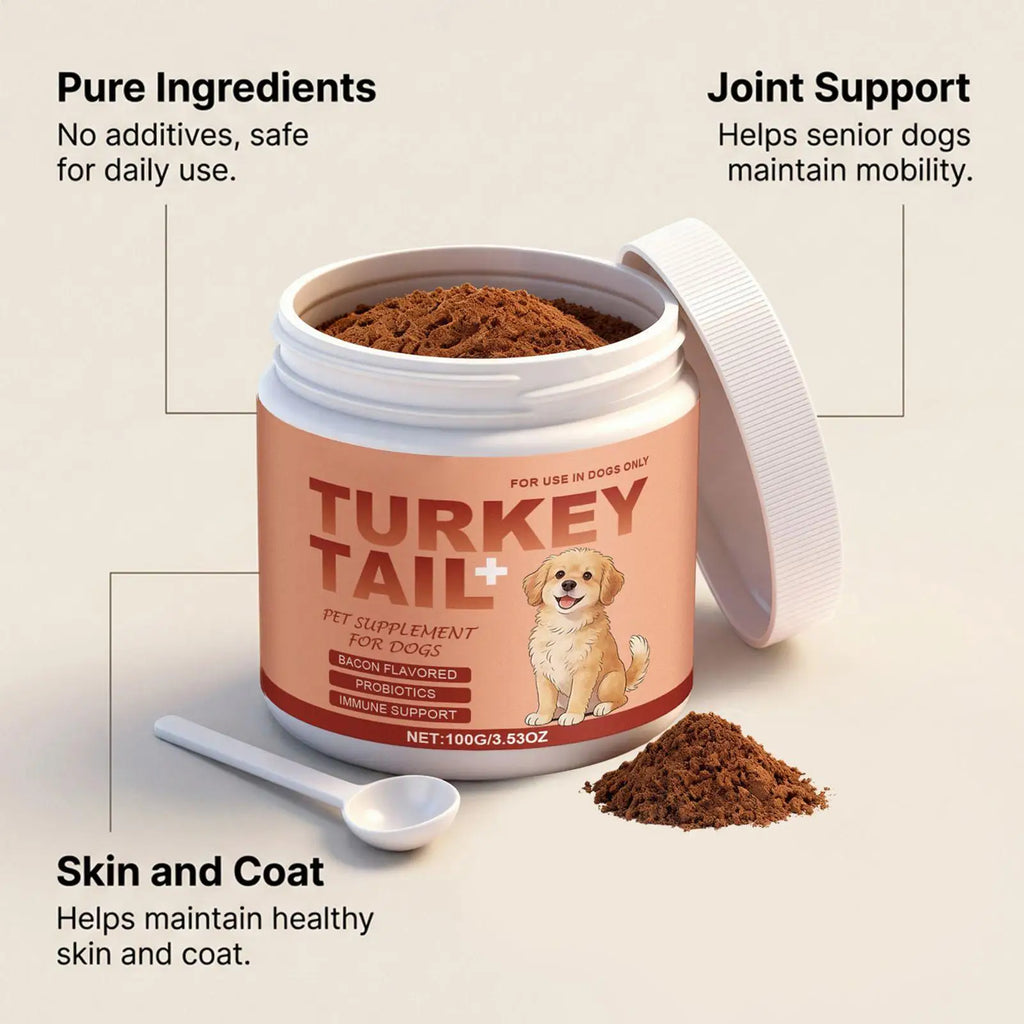Yunzhi Turkey Tail Mushroom Powder for Cats & Dogs – 100g Immune Support Supplement