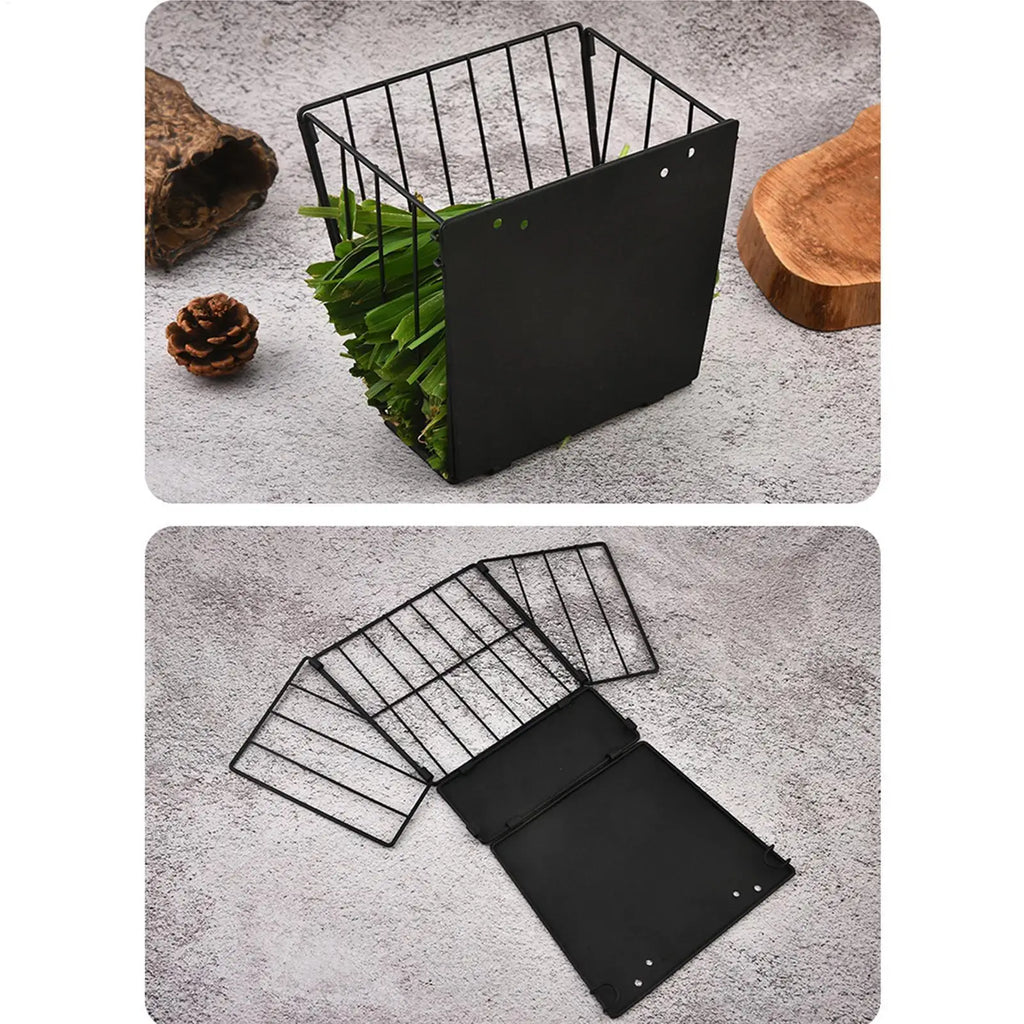 Wall-Mount Foldable Metal Hay Feeder for Rabbits