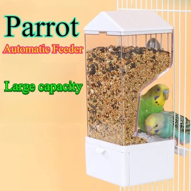 Automatic Bird Feeder with Husk Separation & Anti-Spill Design for Parrots