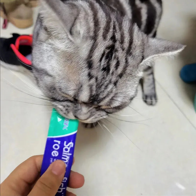 Cat Liquid Snack Strips – 30 Strips in 5 Flavors (Abalone, Salmon, Cod, Tuna & Chicken)