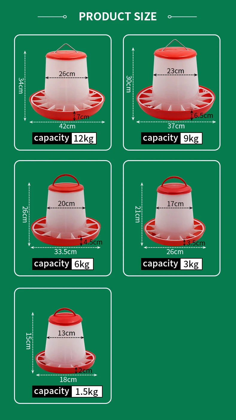 Automatic Chicken Feeder Bucket – 1.5 to 12kg Capacity