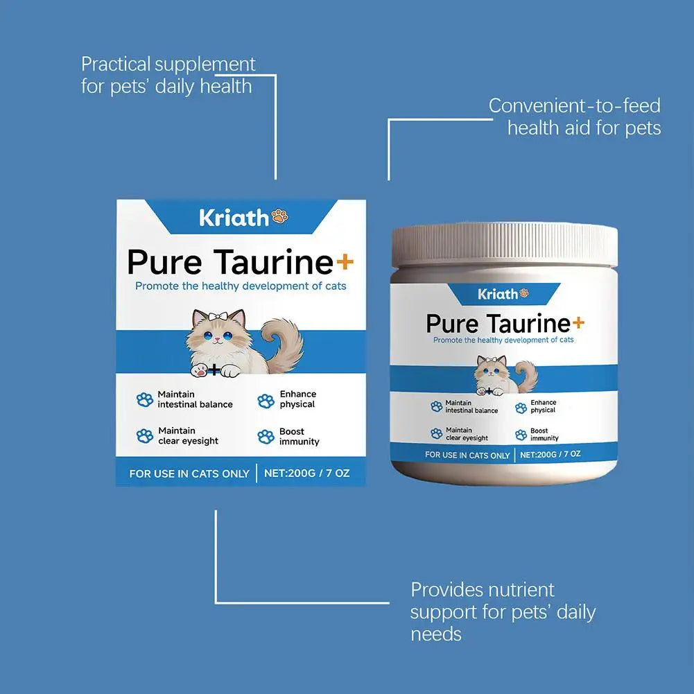 Taurine Powder Supplement for Cats – Heart, Vision & Immune Support (200g) | Ships from CN