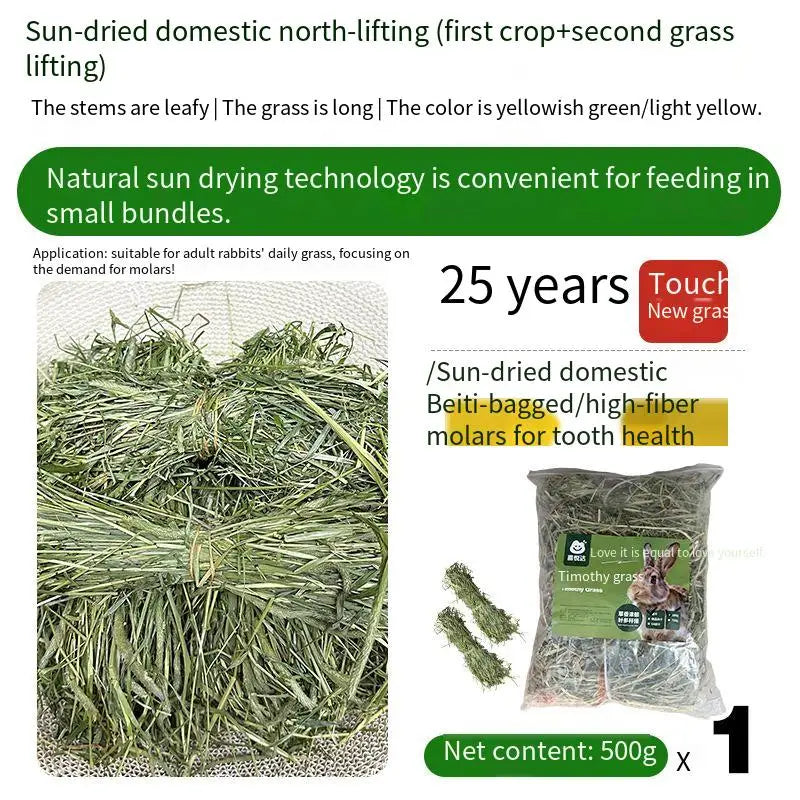 High-Fiber Dried Timothy Hay for Rabbits, Guinea Pigs & Chinchillas – Natural Dental Care Feed