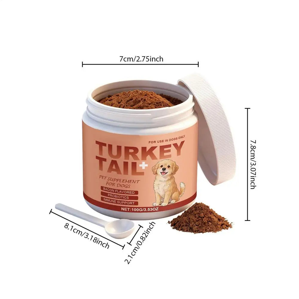 Yunzhi Turkey Tail Mushroom Powder for Cats & Dogs – 100g Immune Support Supplement
