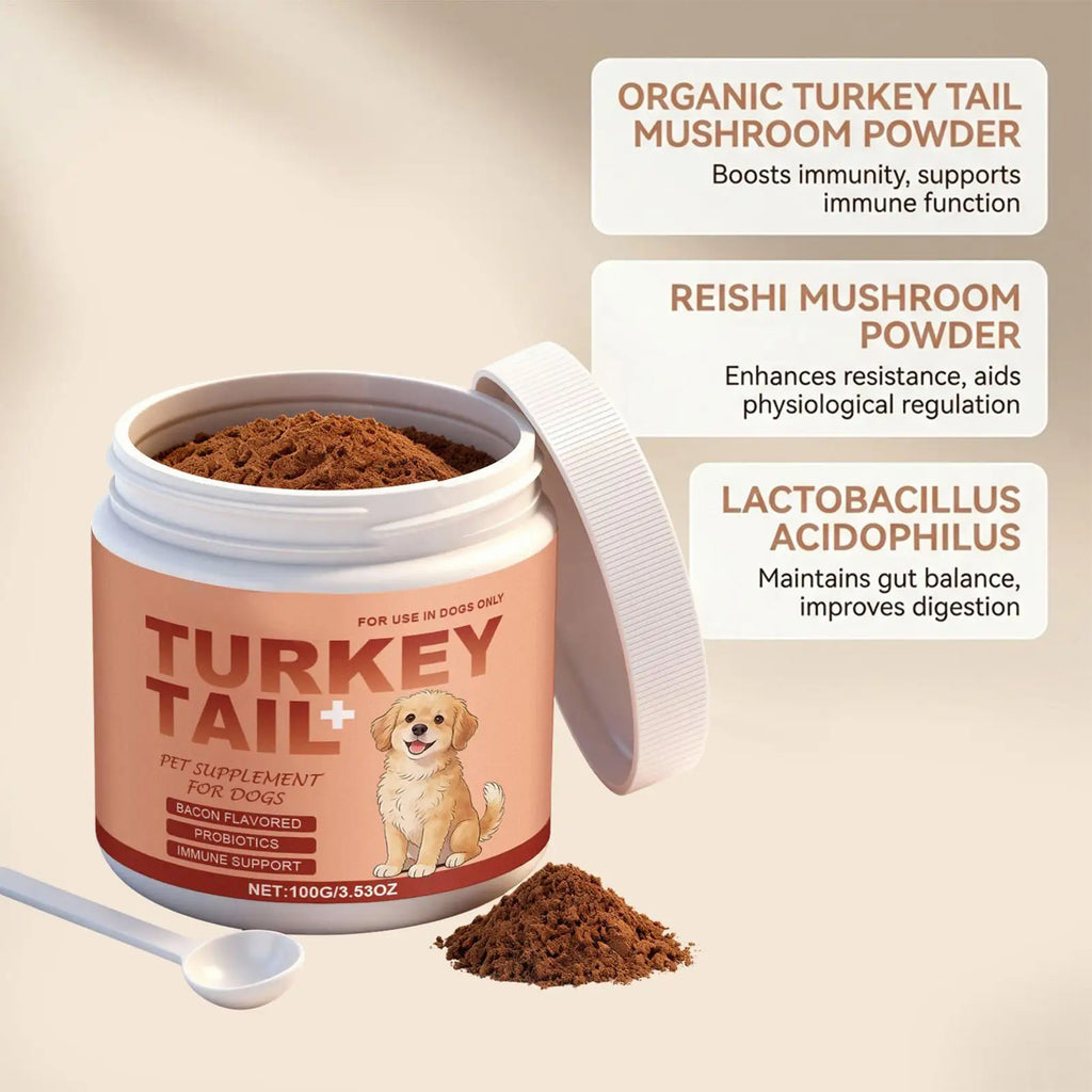 Yunzhi Turkey Tail Mushroom Powder for Cats & Dogs – 100g Immune Support Supplement