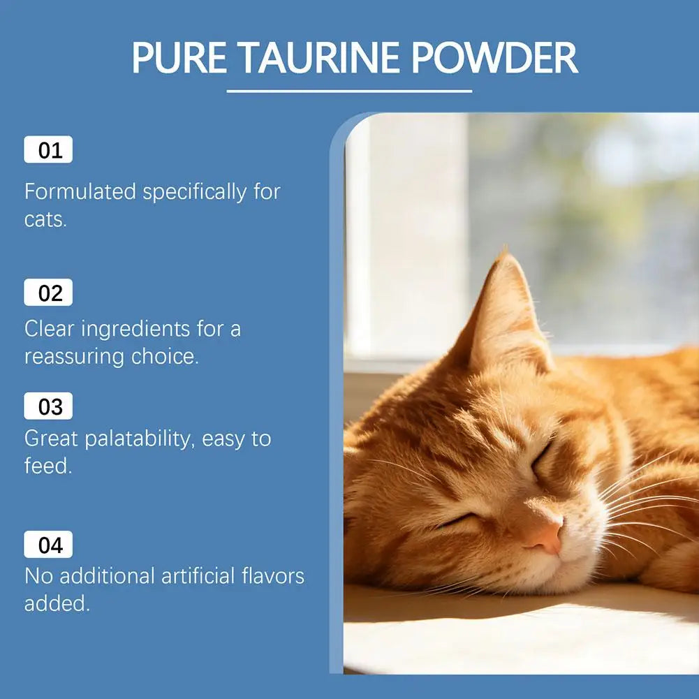 Taurine Powder Supplement for Cats – Heart, Vision & Immune Support (200g) | Ships from CN