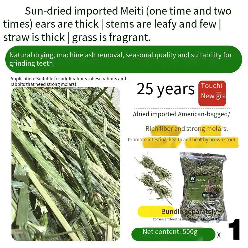 High-Fiber Dried Timothy Hay for Rabbits, Guinea Pigs & Chinchillas – Natural Dental Care Feed