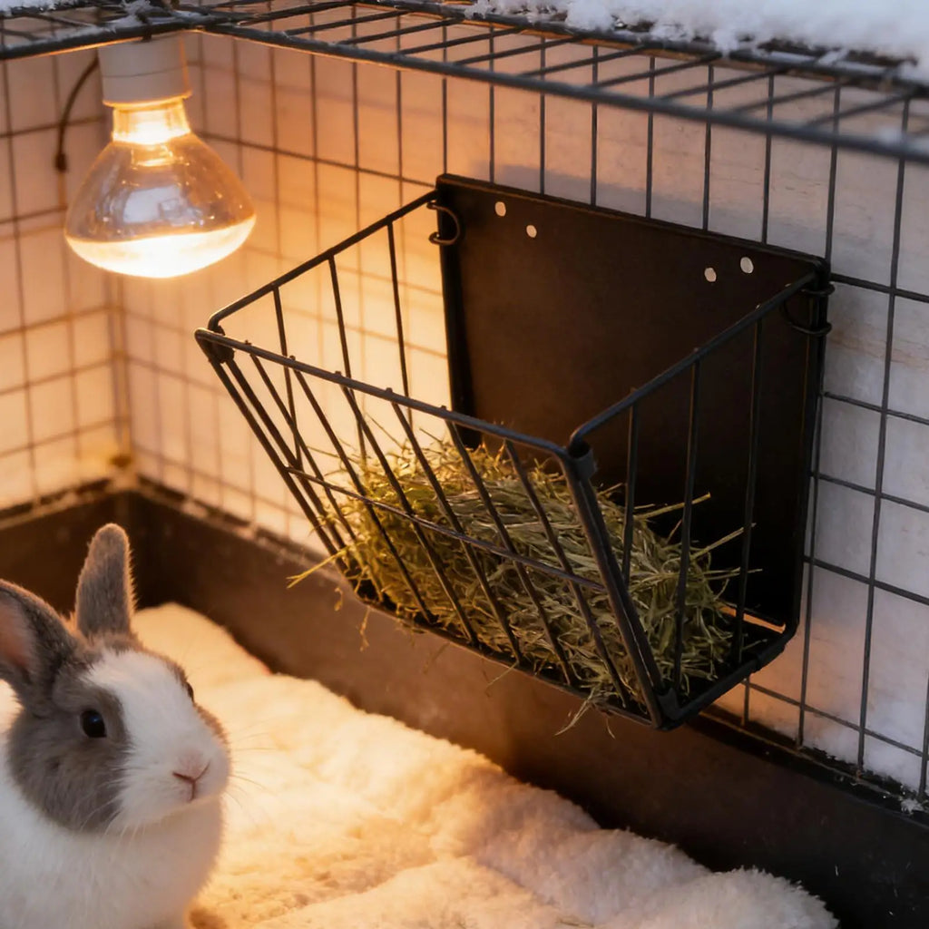 Wall-Mount Foldable Metal Hay Feeder for Rabbits