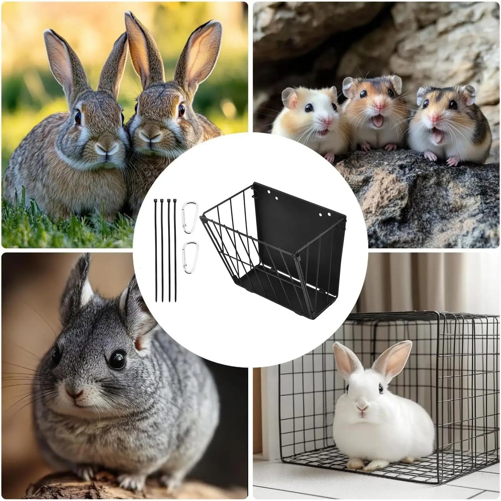 Wall-Mount Foldable Metal Hay Feeder for Rabbits